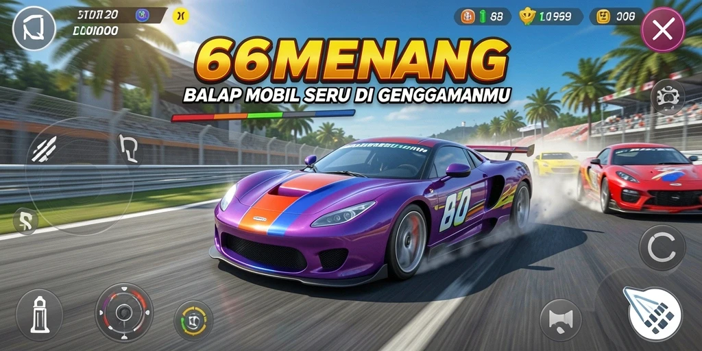 Tampilan gameplay Racing yang menarik dan mendebarkan.