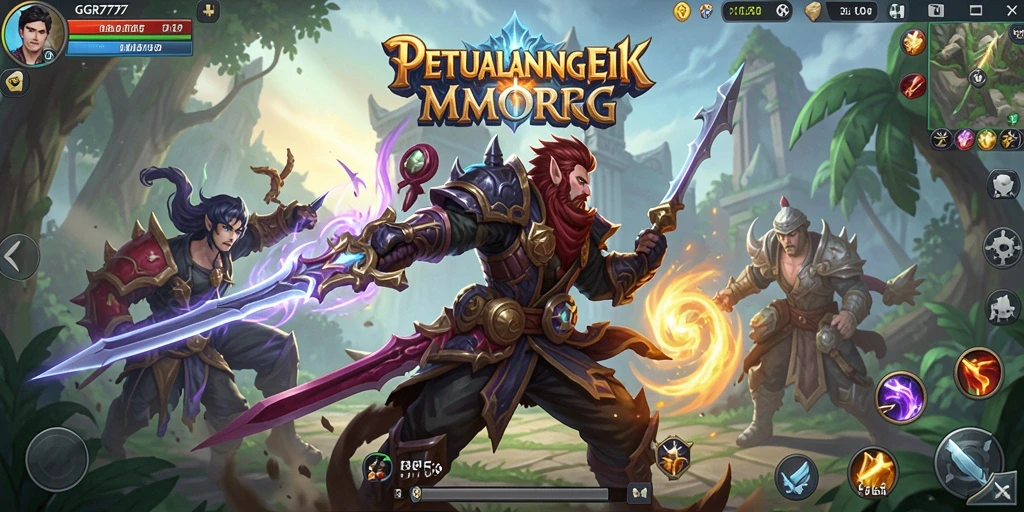 Tangkapan layar utama GGR7777 menunjukkan aksi seru dalam gameplay MMORPG.