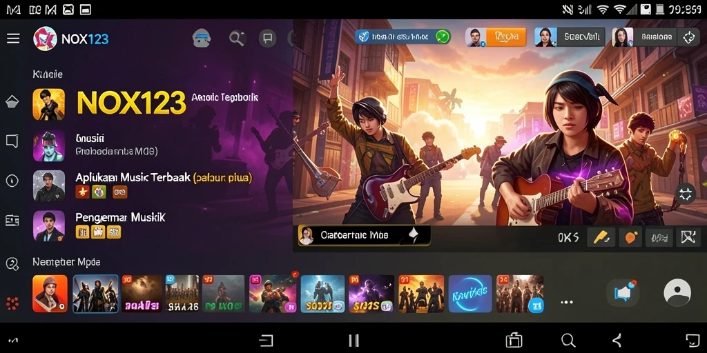 Screenshot gameplay <strong>NOX123</strong> menunjukkan pengguna menikmati fitur tantangan bernyanyi.