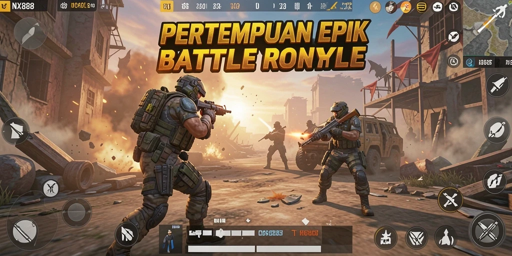 Gameplay intens di NX888 Battle Royale dengan pertempuran seru.
