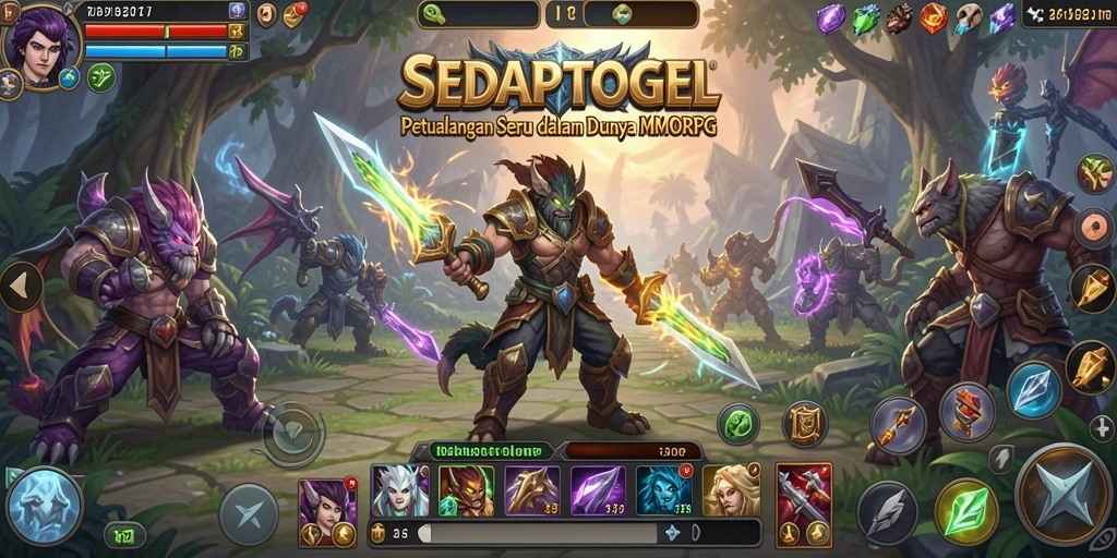 Tangkapan layar gameplay <strong>SEDAPTOGEL</strong> menampilkan pertempuran seru dan dunia luas yang bisa dieksplor.