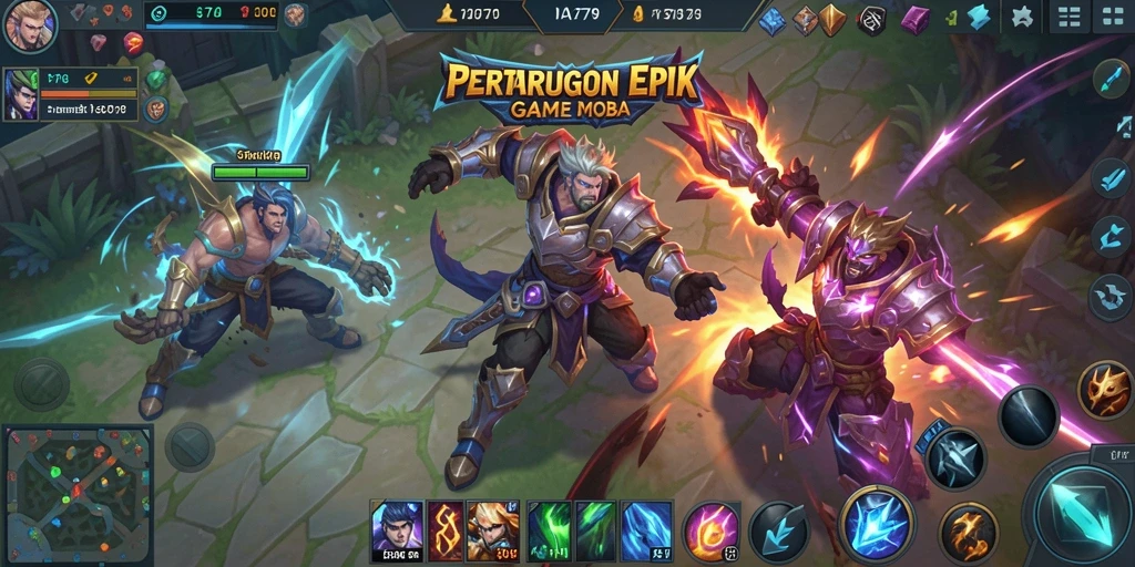 Screenshot STAKE779 menampilkan aksi seru dalam pertarungan tim MOBA.