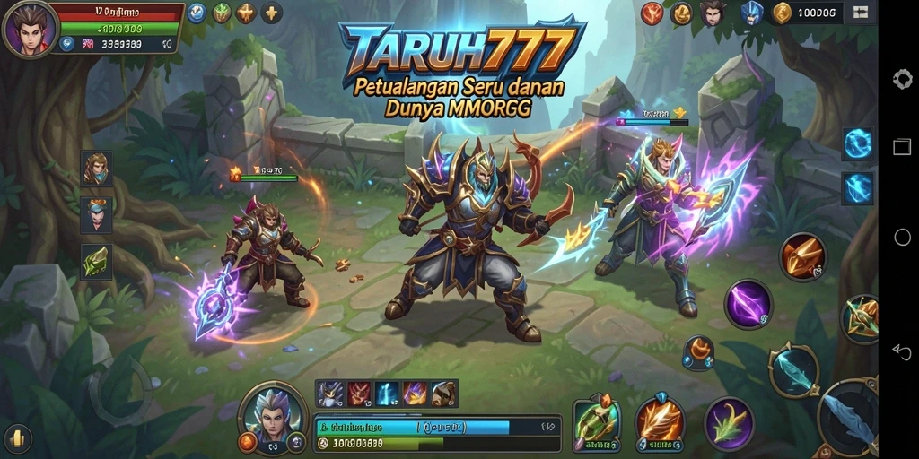 Tangkapan layar TARUH777 menunjukkan aksi pertempuran seru di dunia MMORPG.